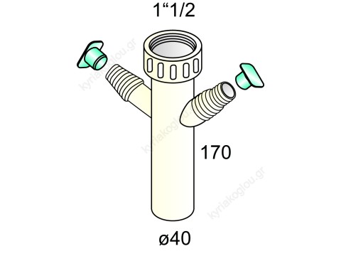 TEAM 4033106 Σωλήνας σιφωνιού πλαστικός με διπλή σύνδεση πλυντηρίου 1.1/2xΦ40
